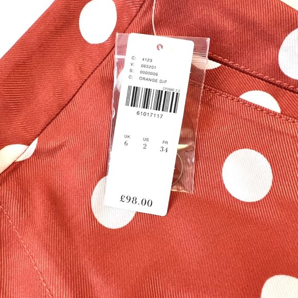 MAEVE ANTHROPOLOGIE Burnt orange CALLAN polka dot wide leg trousers size US2 £98 - Picture 3 of 3